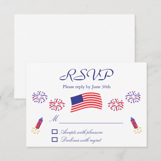Firecracker Patriottic Baby shower RSVP Kaartje (Voorkant / Achterkant)