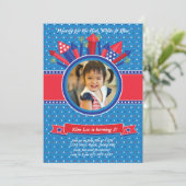 Firecracker Photo Birthday Party Invitation Kaart (Staand voorkant)