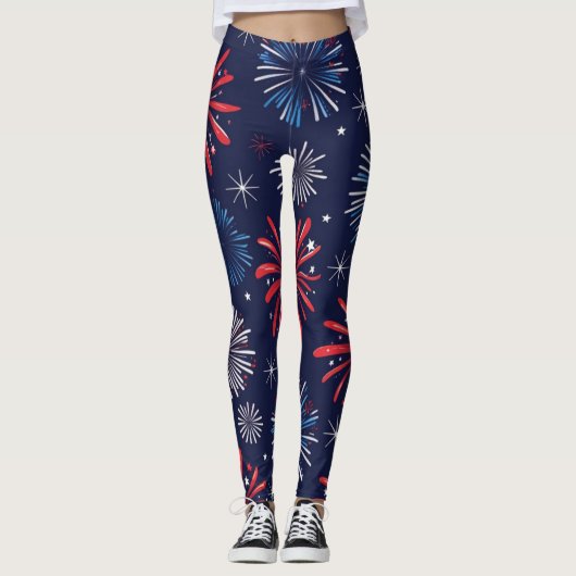 Firecracker Print 4 juli Leggings (Voorkant)
