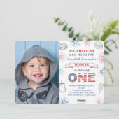 Firecracker Red White Blue 1e verjaardag Kaart (Staand voorkant)