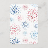 Firecracker Rood Wit Blauw QR Code Bruiloft Detail Informatiekaartje (Achterkant)