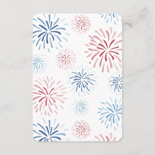 Firecracker Rood Wit Blauw QR Code Bruiloft Detail Informatiekaartje (Achterkant)