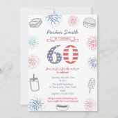 Firecracker rood wit en blauw 60ste verjaardagsfee kaart (Voorkant)