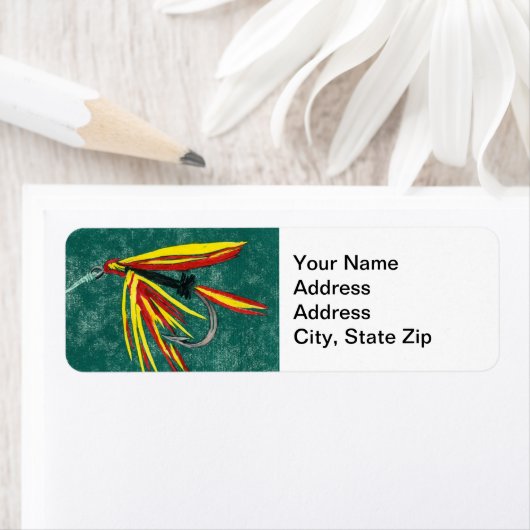 Firecracker Trout Fly Return Address Label (Insitu)