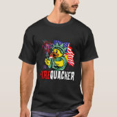 Firecracker USA Vlag Grappig Firequacker Eend 4e v T-shirt (Voorkant)