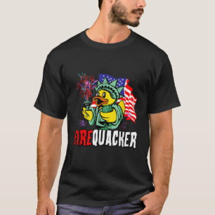 Firecracker USA Vlag Grappig Firequacker Eend 4e v T-shirt