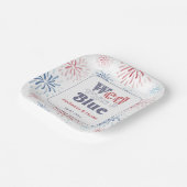 Firecracker Wed Wit Blauw Achtertuin Bruiloft Douc Papieren Bordje (Gebogen)