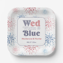 Firecracker Wed Wit Blauw Achtertuin Bruiloft Douc