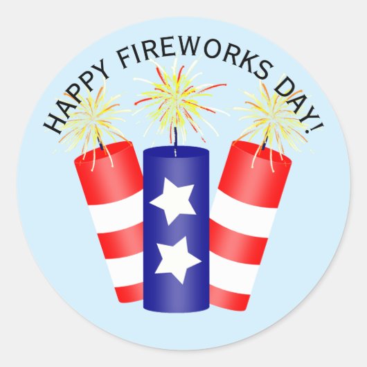 Firecrackers 4 juli ronde sticker (Voorkant)