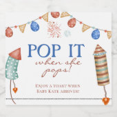 Firecrackers blauw rood wit Pop het wanneer ze Pop Sparkling Wijnetiket (Enkel label)