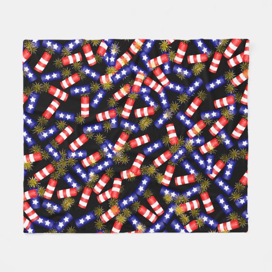 Firecrackers voor de vierde juli fleece deken (Voorkant (Horizontaal))
