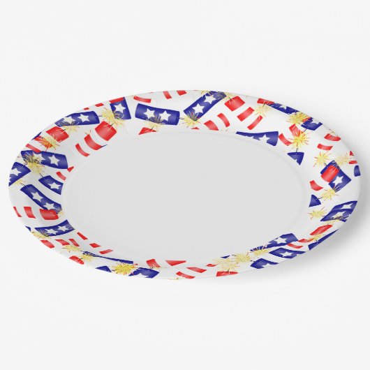 Firecrackers voor de vierde juli papieren bordje (Gekanteld)