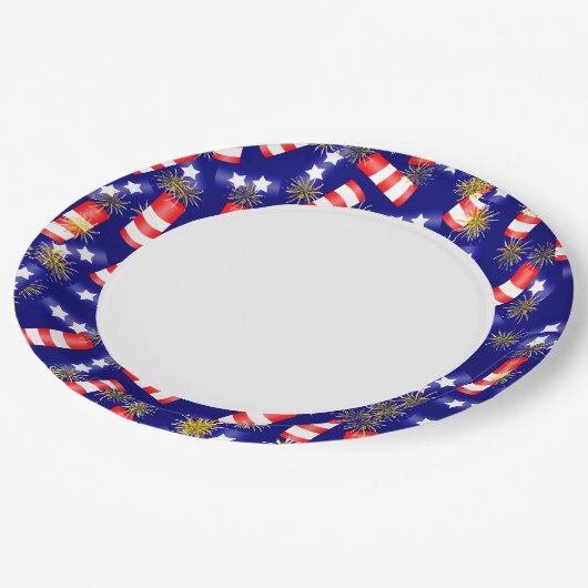 Firecrackers voor de vierde juli papieren bordje (Gekanteld)