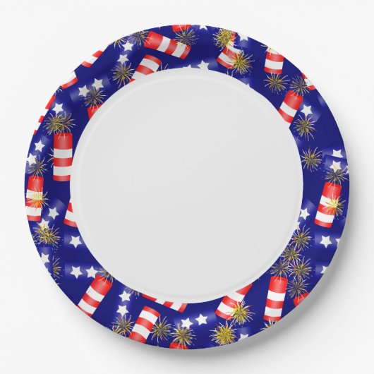 Firecrackers voor de vierde juli papieren bordje (Voorkant)
