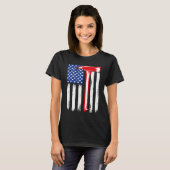 Firefigher American US flag thin red line graphic T-shirt (Voorkant volledig)