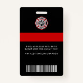 Firefigher Custom Logo Photo Professional-kaart Badge (Achterkant)