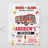 FireFigher truck Birthday with Custom image Kaart (Voorkant)