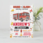 FireFigher truck Birthday with Custom image Kaart (Staand voorkant)