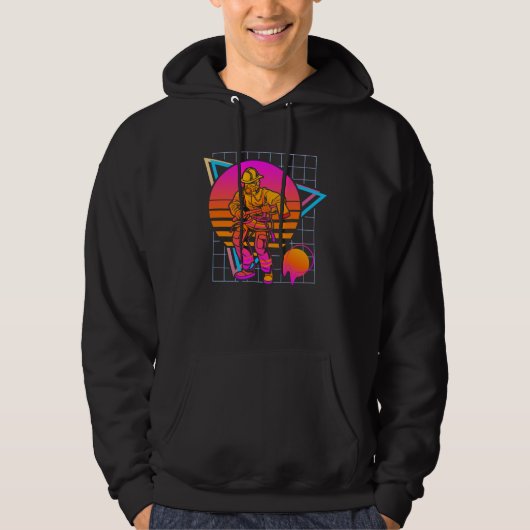 Firefighter 80s Retro Hoodie (Voorkant)