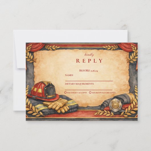 Firefighter Academy Graduation Celebration RSVP Kaartje (Voorkant)
