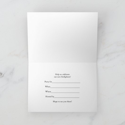 Firefighter Academy Graduation Party Invitation Kaart (Binnen)