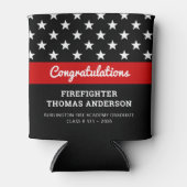 Firefighter Afstuderen Thin Red Line Party Blikjeskoeler (Voorkant)