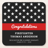 Firefighter Afstuderen Thin Red Line Party Kartonnen Onderzetters (Voorkant)
