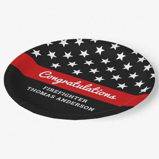 Firefighter Afstuderen Thin Red Line Party Papieren Bordje (Gekanteld)