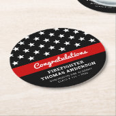 Firefighter Afstuderen Thin Red Line Party Ronde Kartonnen Onderzetter (Gebogen)