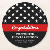 Firefighter Afstuderen Thin Red Line Party Ronde Kartonnen Onderzetter (Voorkant)