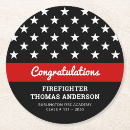 Firefighter Afstuderen Thin Red Line Party Ronde Kartonnen Onderzetter