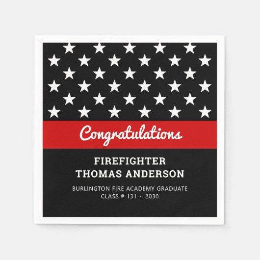 Firefighter Afstuderen Thin Red Line Party Servet (Voorkant)