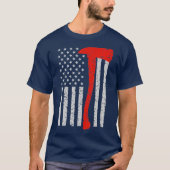 Firefighter American Flag Axe T Shirt Thin Red (Voorkant)