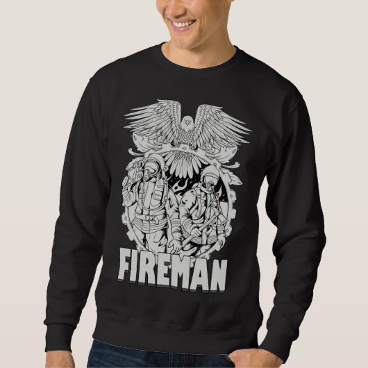 Firefighter American Flag Eagle Fireman Womans Man Trui (Voorkant)