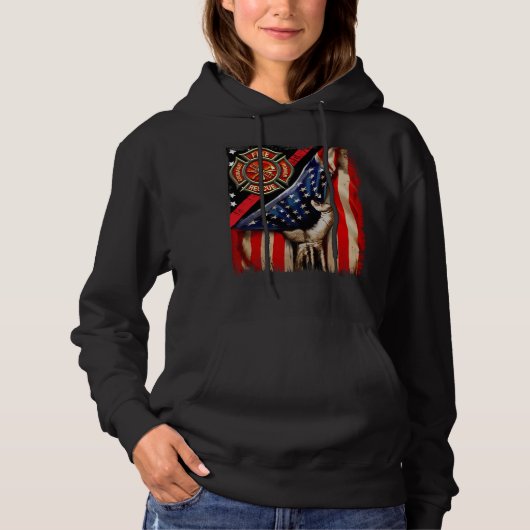Firefighter American Flag Firefighter Vibes Labor  Hoodie (Voorkant)
