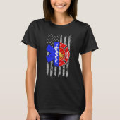 Firefighter American Flag Patriotic US Fireman 4th T-shirt (Voorkant)
