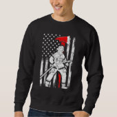 Firefighter American Flag Patriotic US Fireman 4th Trui (Voorkant)