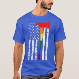 Firefighter American vlag LGBTQ Gay Pride Flag Fir T-shirt