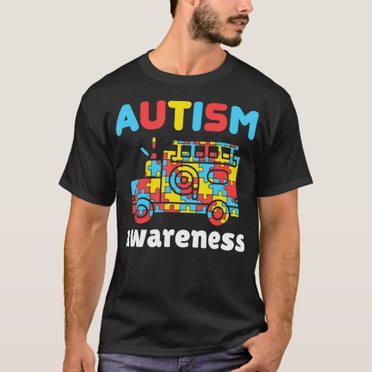 Firefighter Autism Awareness Puzzle Pieces Fire T-shirt (Voorkant)