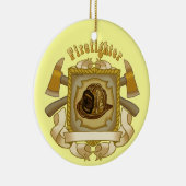 FireFighter Ax - Rond keramisch Ornament (Rechts)