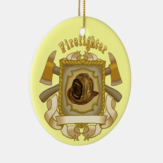 FireFighter Ax - Rond keramisch Ornament (Rechts)