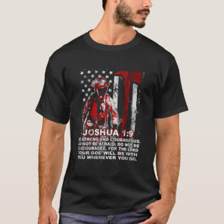 Firefighter Axe Thin Red Line Us Flag Joshua 19 Ch T-shirt