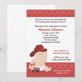 Firefighter Baby Boy Baby shower Kaart