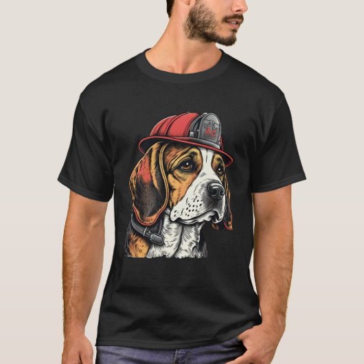 FireFighter Beagle Dog For Beagle Dad Fire Fighter T-shirt (Voorkant)