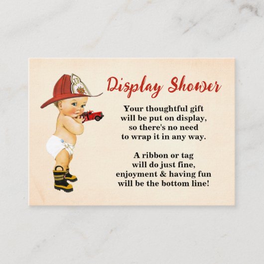 Firefighter-beeldscherm Geen Baby shower voor ompa Informatiekaartje (Voorkant)