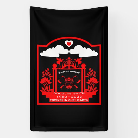 Firefighter begrafenis cadeau spandoek (Verticaal)