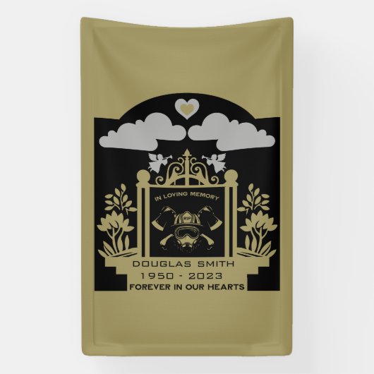 Firefighter begrafenis cadeau spandoek (Verticaal)