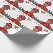 Firefighter Boys Face in Hole Foto Birthday Cadeaupapier (Hoek)