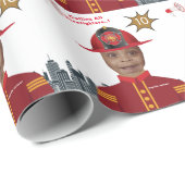Firefighter Boys Face in Hole Foto Birthday Cadeaupapier (Rol Hoek)