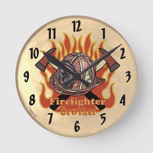 Firefighter Brother Clock Ronde Klok (Voorkant)